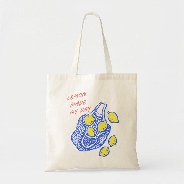 Bolsa Tote Cota de Verão com Lemon desenhada (Frente)