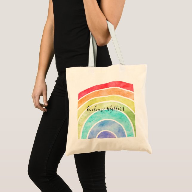 Bolsa Tote Cota inspiradora personalizada do arco-íris (Frente (produto))