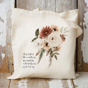 Bolsa Tote Cota personalizada do buquê Boho Floral