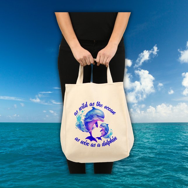 Bolsa Tote Cotação dos golfinhos de aquarela | (Criador carregado)