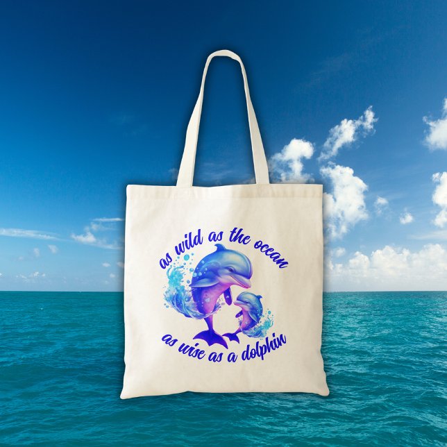 Bolsa Tote Cotação dos golfinhos de aquarela | (Criador carregado)