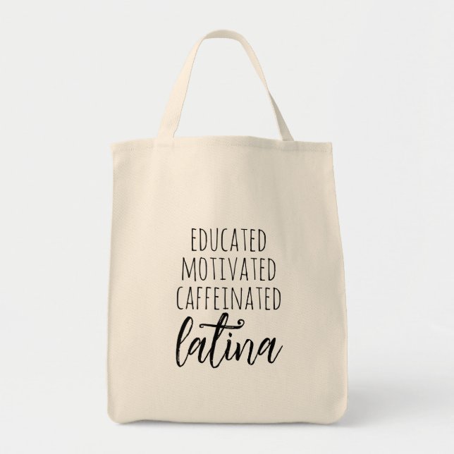 Bolsa Tote Cotação Latina Motivada Educada (Frente)