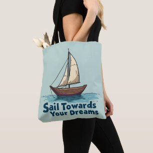 Bolsa Tote Cotação Náutica Inspiradora Vintage Sailboat