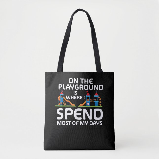Bolsa Tote Cotações Engraçadas no Playground - Crianças, parq (Frente)