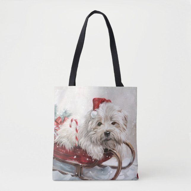Bolsa Tote Coton De Tulear Cão Festivo (Frente)