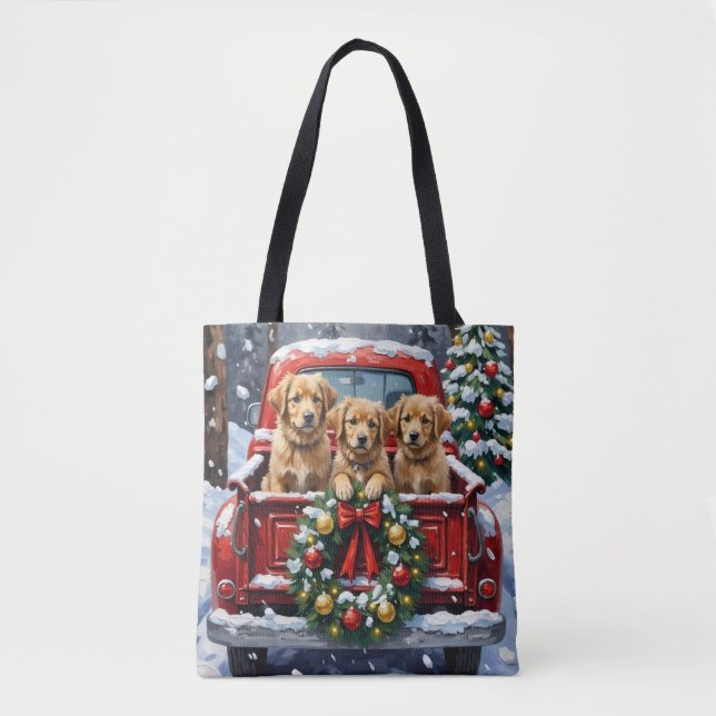 Bolsa Tote Coton de Tulear Christmas Red Truck Holiday (Frente)