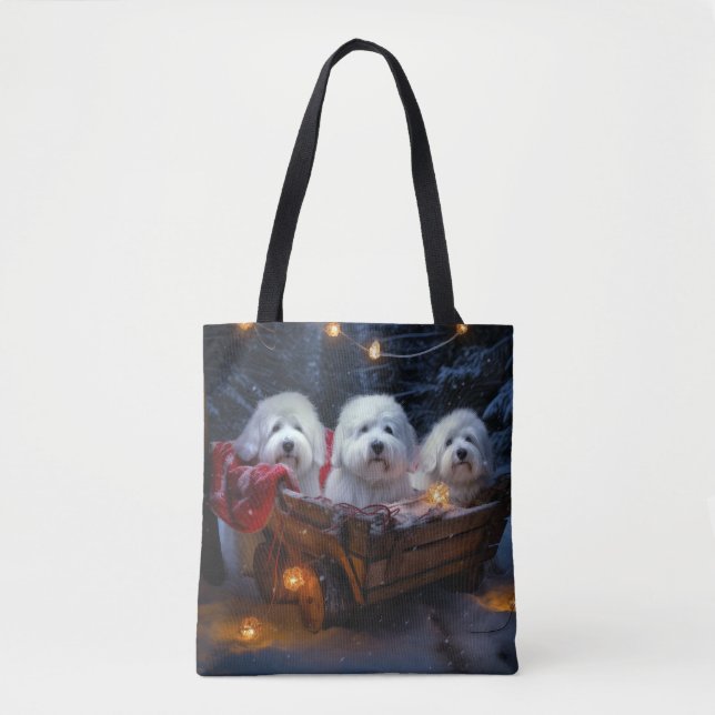 Bolsa Tote Coton De Tulear Snowy Sleigh Decência De Natal (Frente)