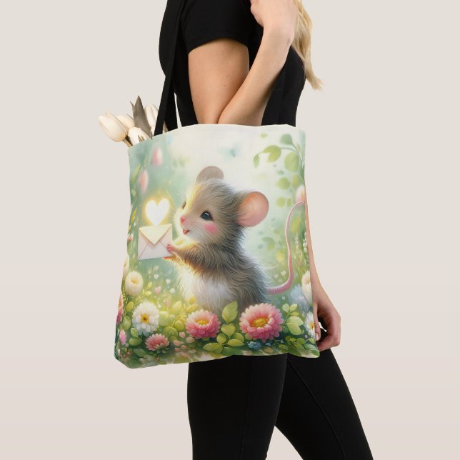 Bolsa Tote Cottage Mouse Love Letter Meadow (Close Up)