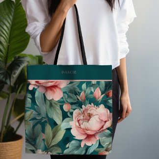 Bolsa Tote Cottagecore Rosa e Verde Floral