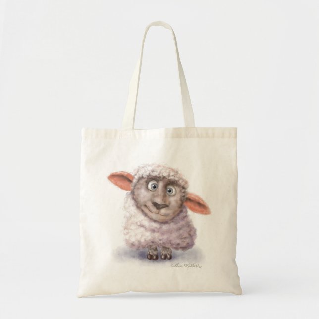 Bolsa Tote Cotton Ball Sheep Cartoon (Frente)