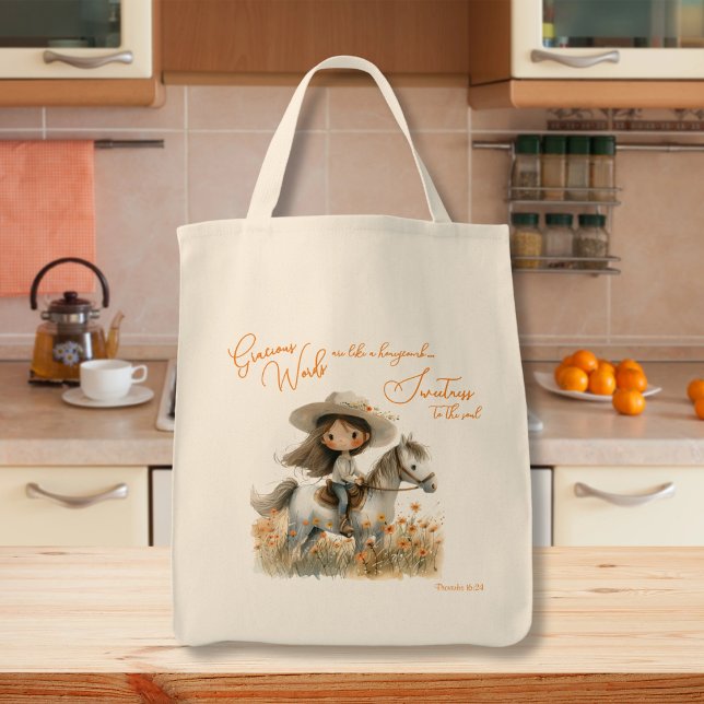 Bolsa Tote Country Girl On Horse Inspirational (Criador carregado)