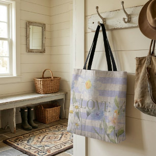 Bolsa Tote Country Love Floral Blue Gingham And Daisies