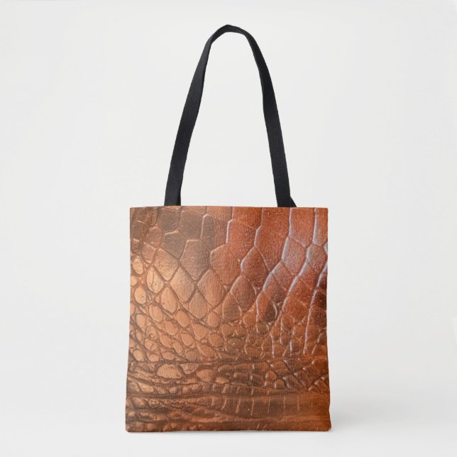 Bolsa Tote Couro castanho com um padrão sob a forma de escând (Frente)