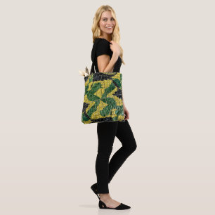 Bolsa Tote Couro de Dragão Crocodilo Jacaré Verde Amarelo