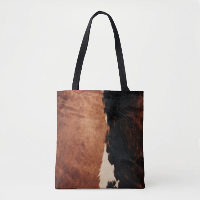 Bolsa Tote Couro de Vaca Falso Preto Marrom Sudoeste (Frente)