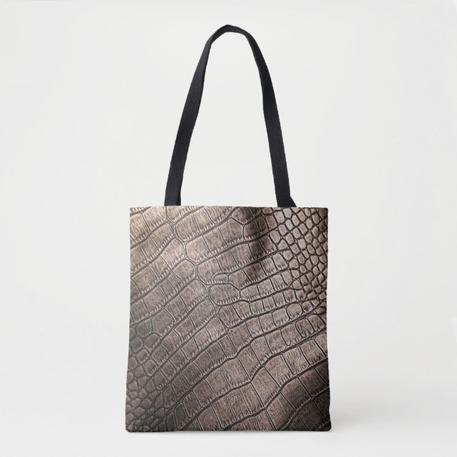 Bolsa Tote Couro Elegante Fechado: Padrão Texturizado (Frente)