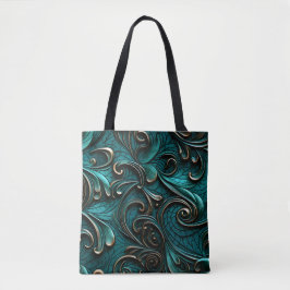 Bolsa Tote Couro Emboscada Com na moda Elegante Teal Faux