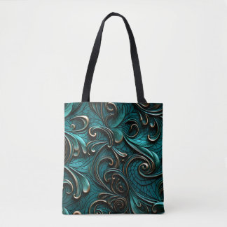 Bolsa Tote Couro Emboscada Com na moda Elegante Teal Faux