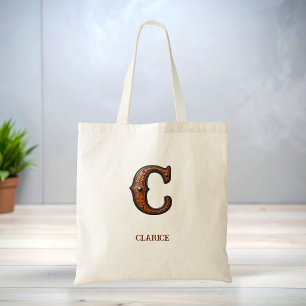 Bolsa Tote Couro Ocidental Trabalhado Monograma Inicial C