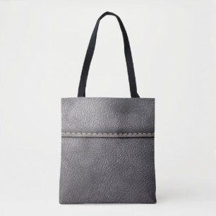 Bolsa Tote Couro preto, costurado com costura branca