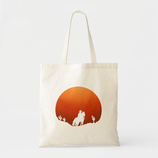 Bolsa Tote Cowboy com a paisagem solar selvagem do oeste (Frente)