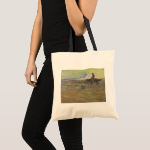 Bolsa Tote Cowboy conduzindo gado no alcance por Lon Megargee
