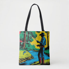 Bolsa Tote Cowboy Fisherman on Riverbank