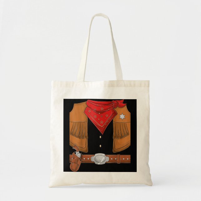Bolsa Tote Cowboy Halloween Costume Men Mulheres Crianças Cow (Frente)