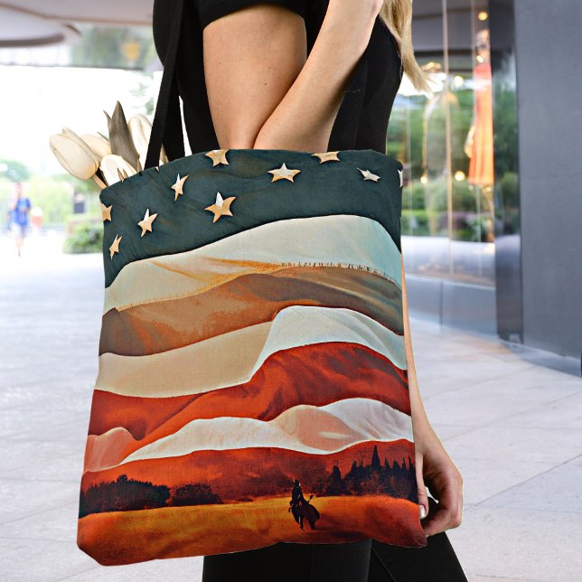 Bolsa Tote Cowboy indo para o Bandeira Sunset (Criador carregado)