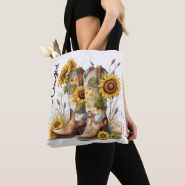 Bolsa Tote Cowgirl Boots and Sunflower