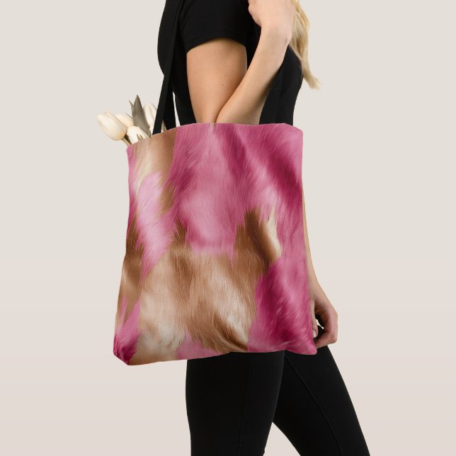Bolsa Tote Cowhide Dourada-rosa ocidental (Close Up)