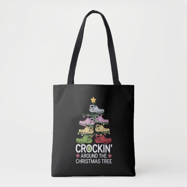 Bolsa Tote Cozinhando em Volta da Árvore de Natal (Frente)