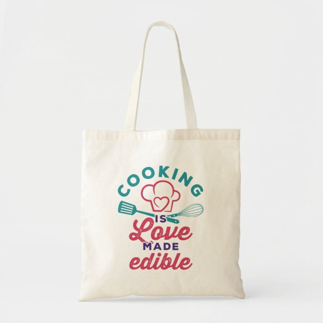 Bolsa Tote Cozinhar É Amor Feito Chef De Cozinhar Comestível (Frente)