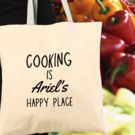 Bolsa Tote Cozinhar Personalizado, Lugar Feliz, Cook Foodie G