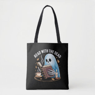 Bolsa Tote Cozy Bookish Halloween Ghost Skeleton Reading Bols