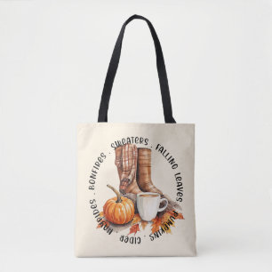 Bolsa Tote Cozy Fall Vibes - Boots, Pumpkin Spice, Bonfire