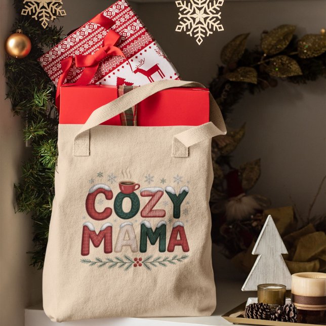 Bolsa Tote Cozy Mama Christmas (Criador carregado)
