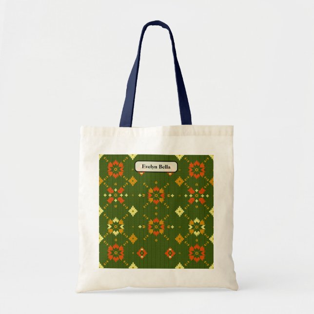 Bolsa Tote Cozy Retro Knitted Geometric Pattern (Frente)