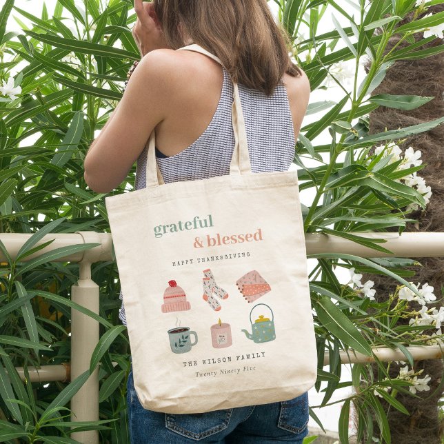 Bolsa Tote Cozy Scandi Autumn Essencial Blush Ação de Graças (Criador carregado)