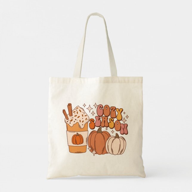 Bolsa Tote Cozy Season Pumpkin Spice Being e Pumpkins (Verso)