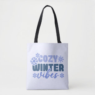 Bolsa Tote Cozy Winter Vibes - Tipografia do Floco de Neve