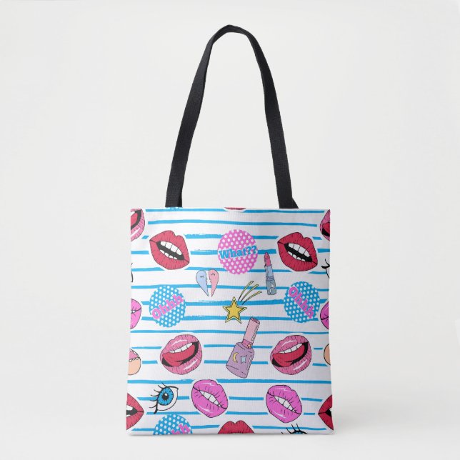 Bolsa Tote Crachá de desenho: pop. (Frente)