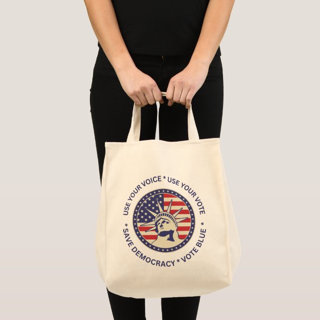 Bolsa Tote Crachá de Liberdade Use Seu Voto (Frente (produto))