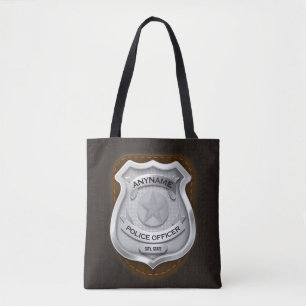 Bolsa Tote Crachá de NOME DO Policial Personalizado Xerife