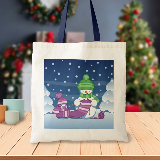 Bolsa Tote Crafty Snowman a tricotar Scarf (Criador carregado)