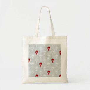 Bolsa Tote Crânio anatômico Grungy Polkadots vermelho branco