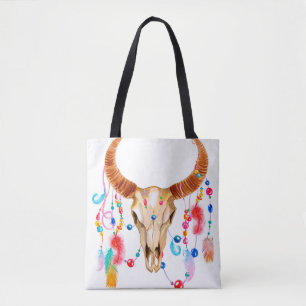 Bolsa Tote Crânio aquoso revestido de cor branca