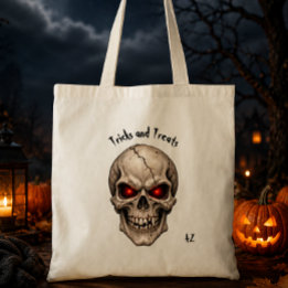 Bolsa Tote Crânio Assustador com Olhos Brilhantes Inicial Per