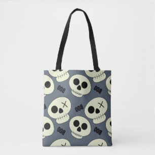Bolsa Tote Crânio bonito de Halloween com dois filhos sem co