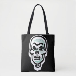 Bolsa Tote Crânio Clássico de Halloween | Realces verdes